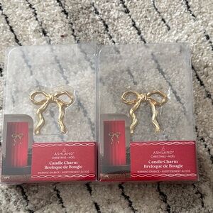 NWT Ashland Gold Ribbon Bow Candle Charms - Set of 2 - Christmas/Holiday